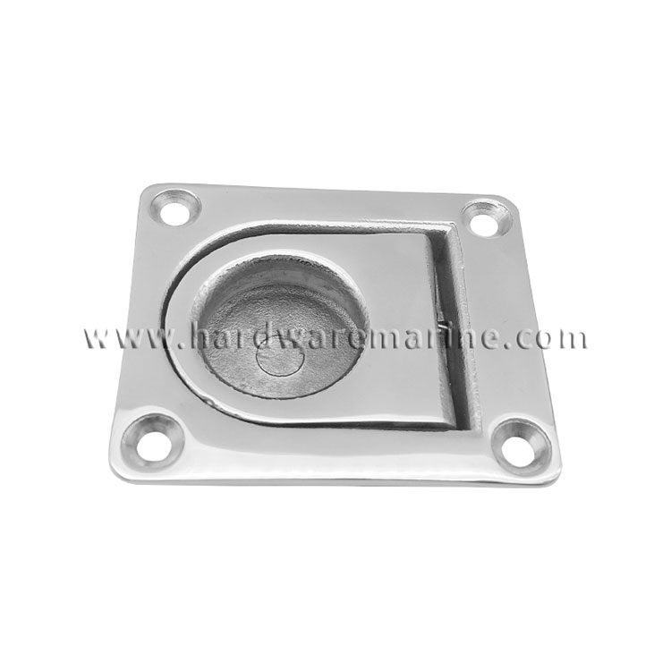 316 Stainless Steel Square Flush Ring Pull Deck Hatch Cabinet Spring Lift Latch