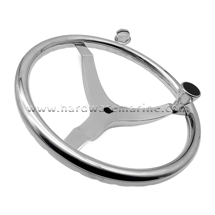 Stainless Steel Steering Wheel With Finger Grips and Knob