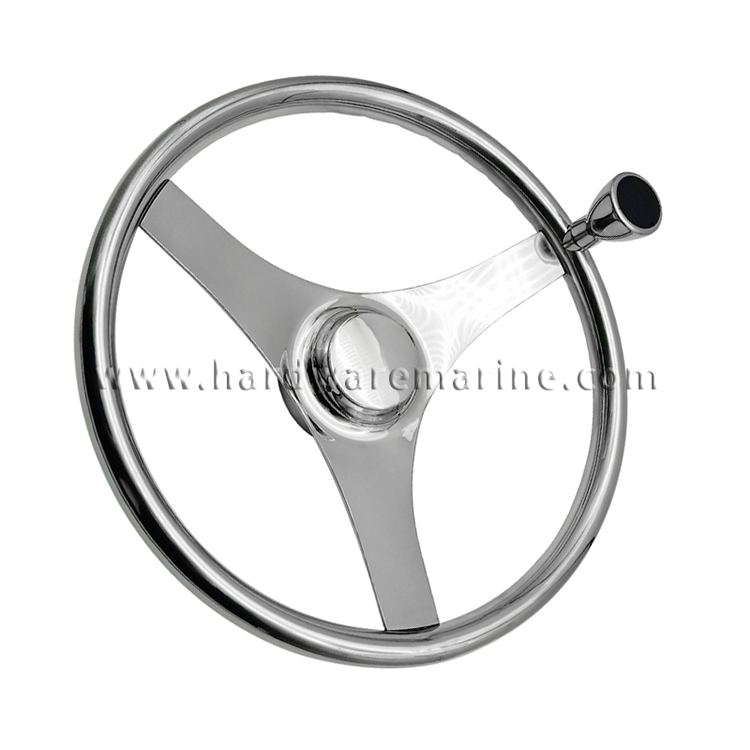 Stainless Steel 3 Spoke Steering Wheel With Knob