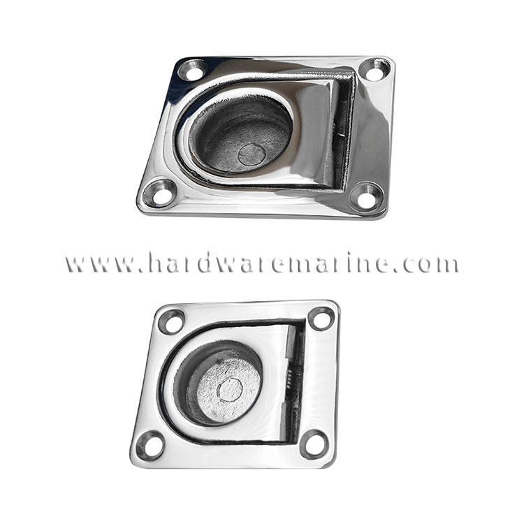 316 Stainless Steel Square Flush Ring Pull Deck Hatch Cabinet Spring Lift Latch