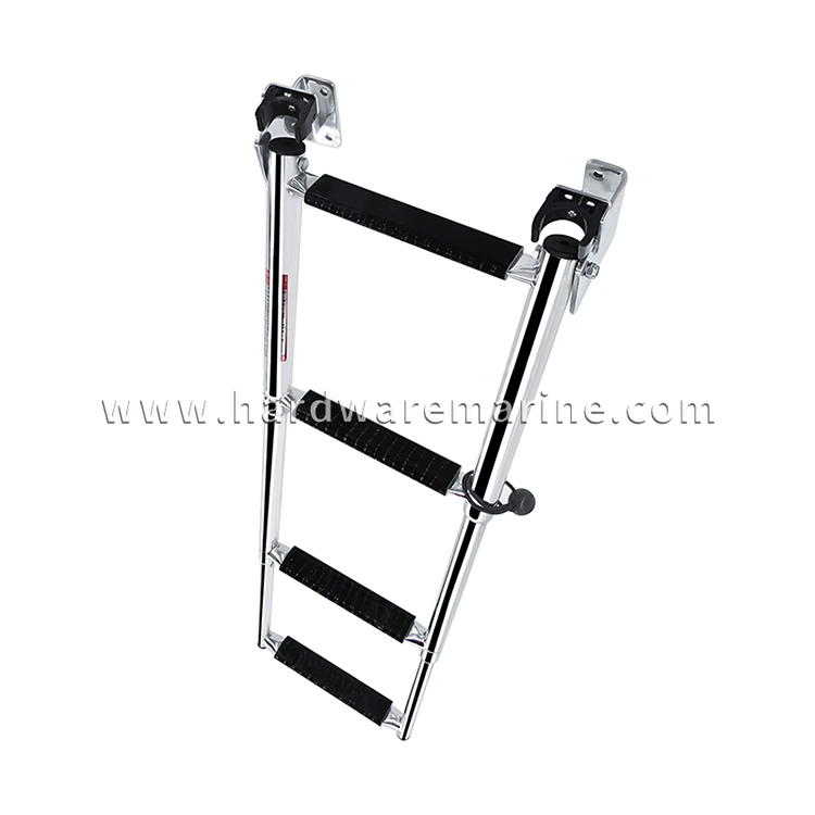 Stainless Steel Marine 4 Step Self-Lock Telescoping Boat Ladder