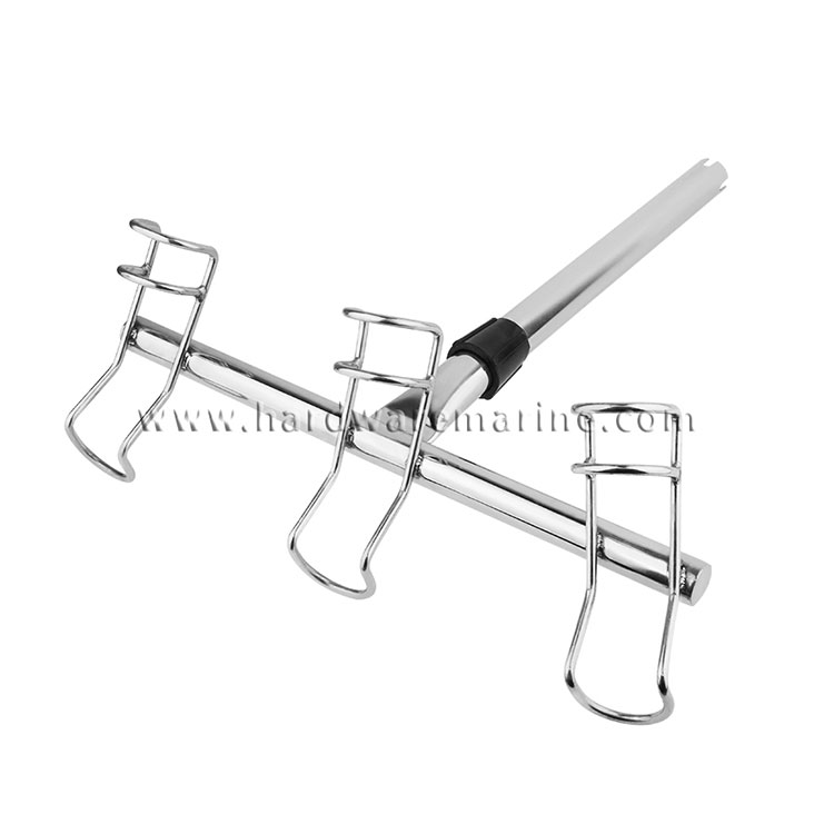 Marine Boat 316 Stainless Steel Triplet Ring Adjustable Fishing Rod Holder