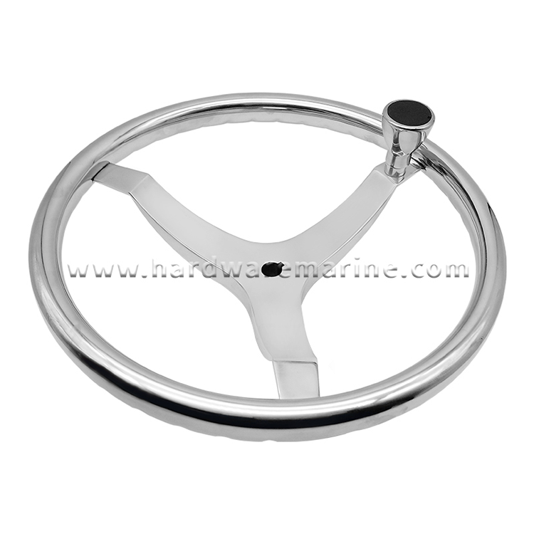 Stainless Steel Steering Wheel With Finger Grips and Knob
