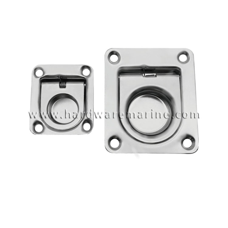 316 Stainless Steel Square Flush Ring Pull Deck Hatch Cabinet Spring Lift Latch