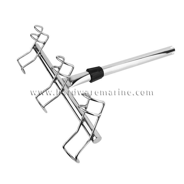 Marine Boat 316 Stainless Steel Triplet Ring Adjustable Fishing Rod Holder
