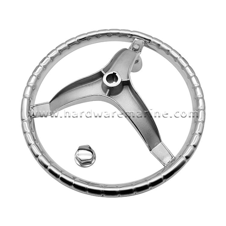 Stainless Steel Steering Wheel With Finger Grips and Knob