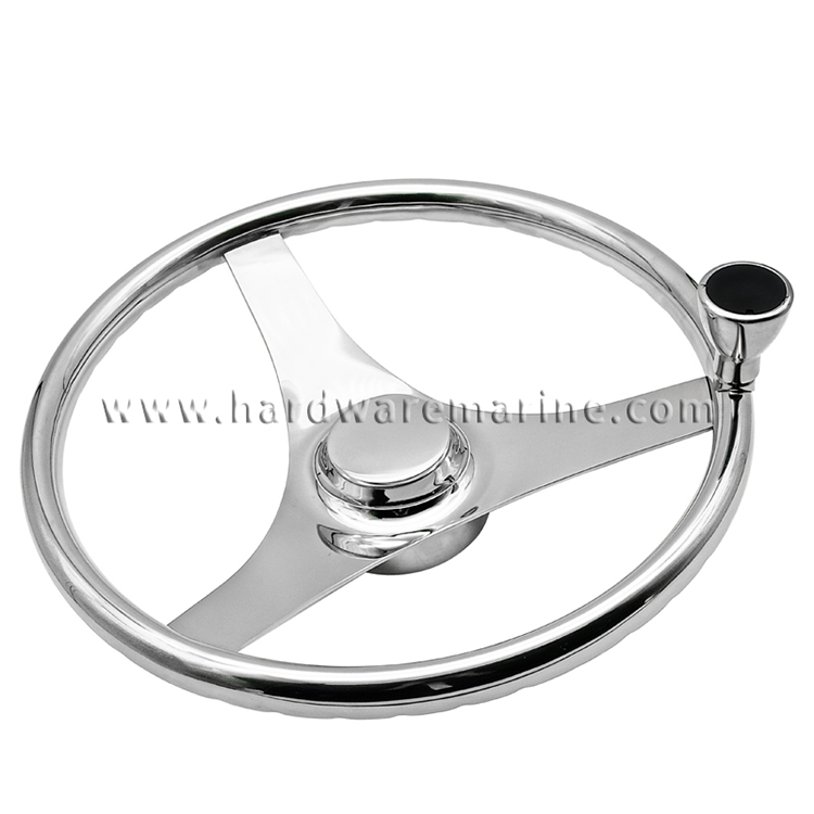 Stainless Steel 3 Spoke Steering Wheel With Knob