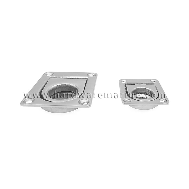 316 Stainless Steel Square Flush Ring Pull Deck Hatch Cabinet Spring Lift Latch