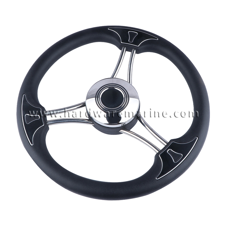 Stainless Steel 3 Spoke Black Pu Foam Steering Wheel