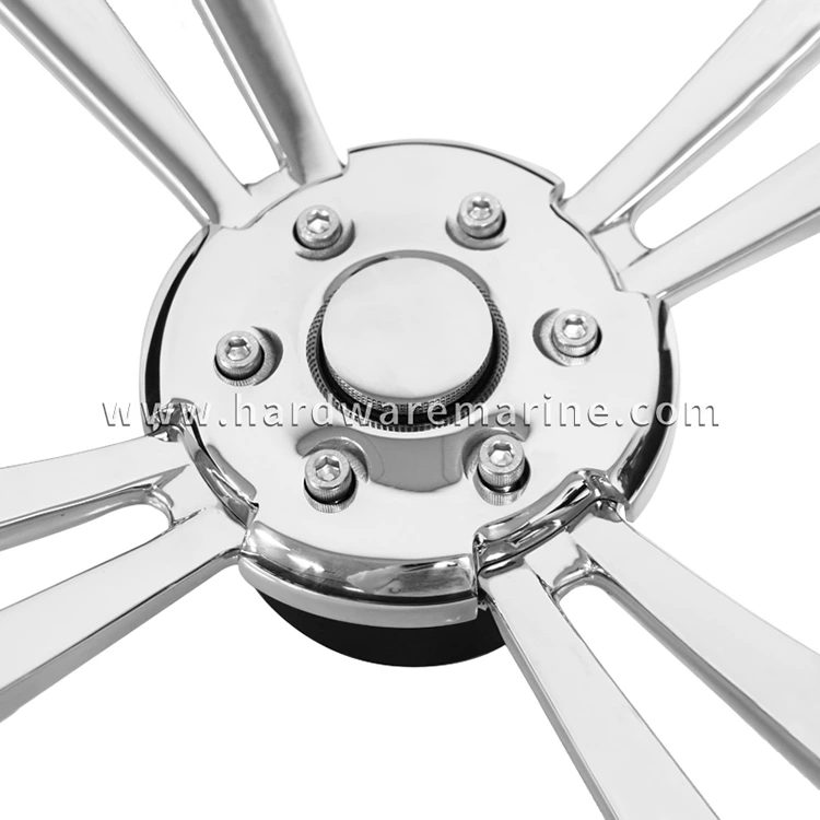 Stainless Steel Marine 4-Spoke Steering Wheel With Leather Wrap