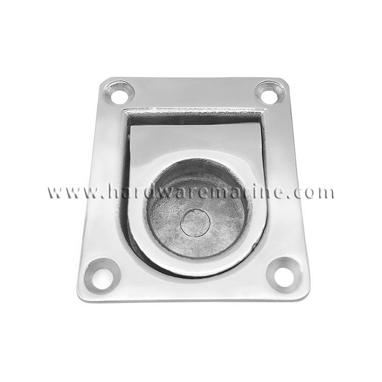 316 Stainless Steel Square Flush Ring Pull Deck Hatch Cabinet Spring Lift Latch