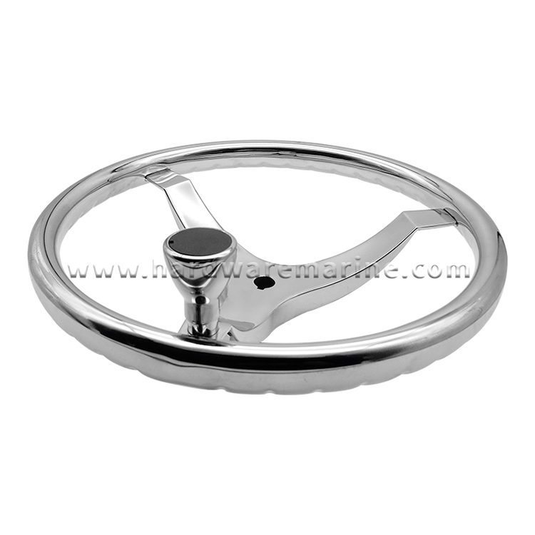 Stainless Steel Steering Wheel With Finger Grips and Knob