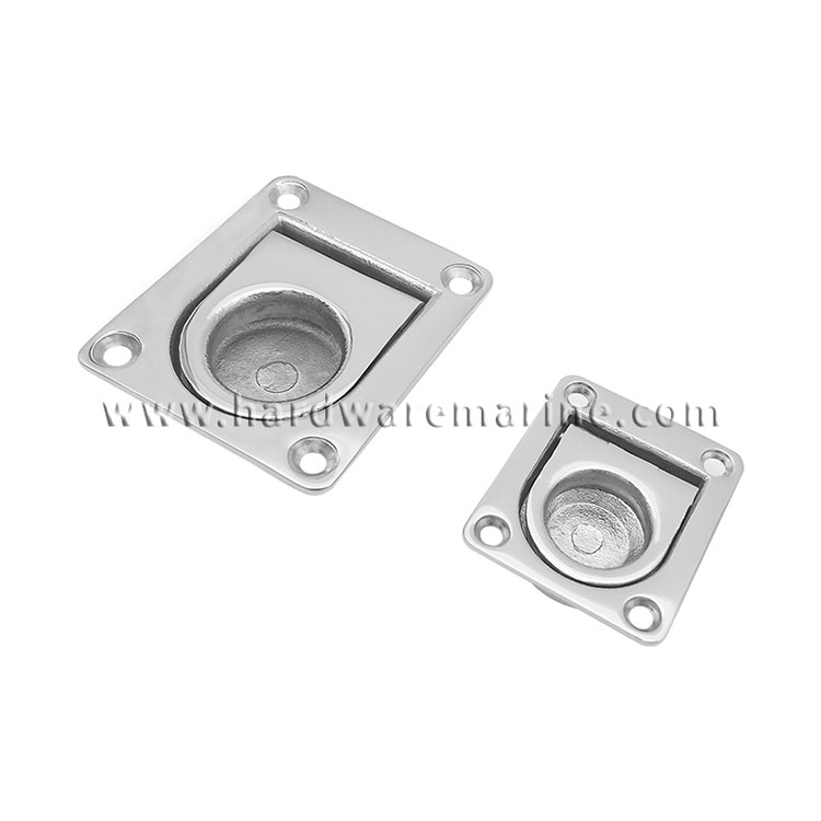 316 Stainless Steel Square Flush Ring Pull Deck Hatch Cabinet Spring Lift Latch