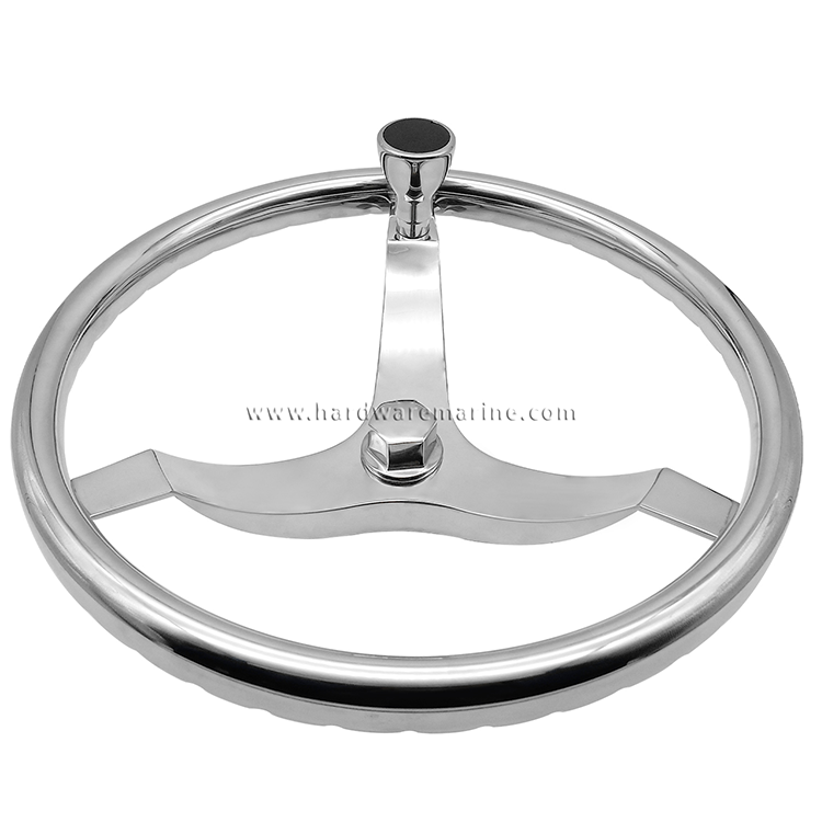 Stainless Steel Steering Wheel With Finger Grips and Knob