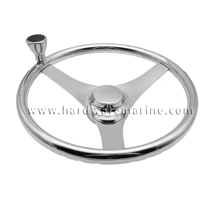 Stainless Steel 3 Spoke Steering Wheel With Knob