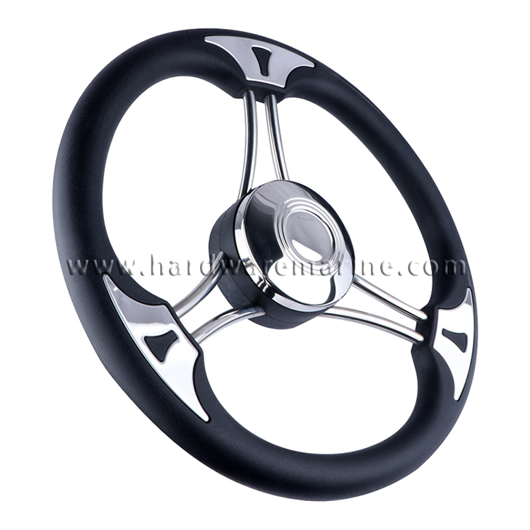 Stainless Steel 3 Spoke Black Pu Foam Steering Wheel