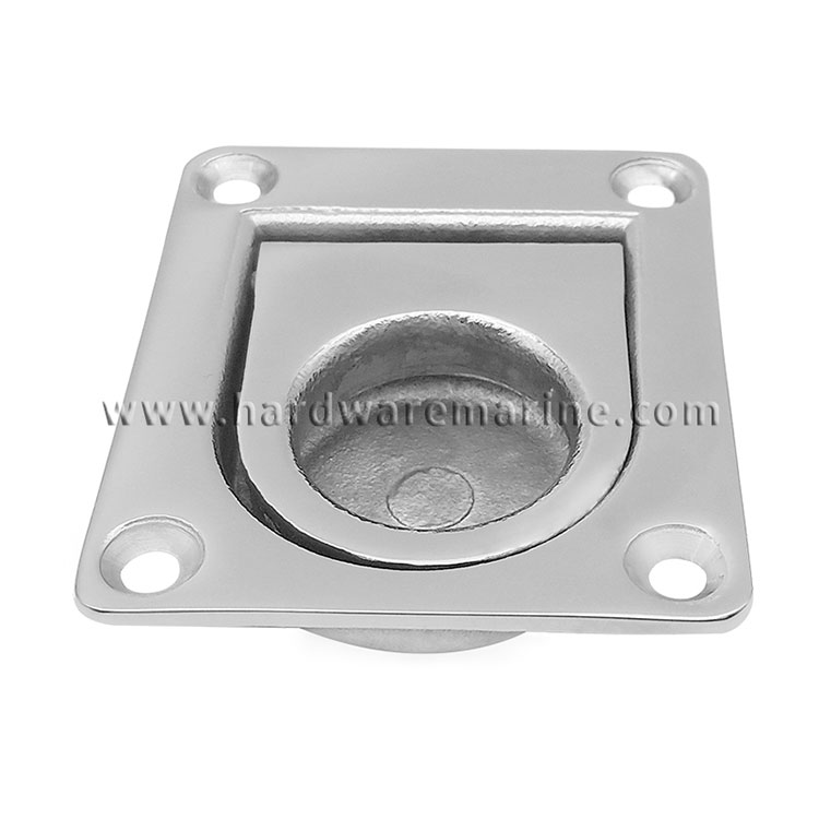 316 Stainless Steel Square Flush Ring Pull Deck Hatch Cabinet Spring Lift Latch
